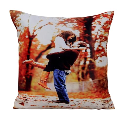 Image of RD TREND Valentine Satin Cushion Cover, 12 x 12 Inches (Set of 5) Decorative Printed Design, Gift for Loved Ones | Gift for Husband | Gift for Girlfriend | Gift for Boyfriend. (Love in Forest)
