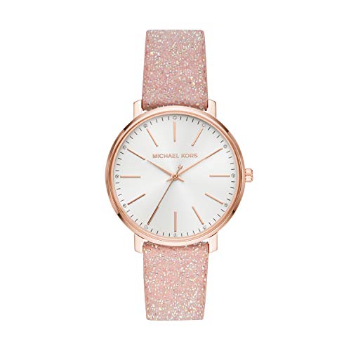 Michael Kors Women's Pyper Stainless Steel Quartz Watch with Leather Strap, Pink, 18 (Model: MK2884)