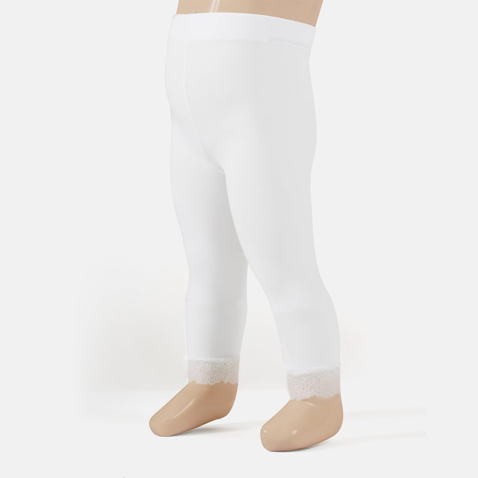 2 PARES X LEGGINGS CORTOS SEMI OPACOS PARA BEBES | MALLAS CORTE PIRATA EN MICROFIBRA CON ENCAJE | 40 DEN | NEGRO, BLANCO | 12, 18, 24 MESES | CALCETERÍA ITALIANA |
