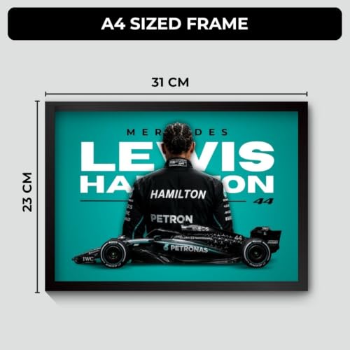 Image of Lewis Hamilton Merceds Poster | Framed Merceds F1 Car A4 Sized (31 x 23 cm) | Lewis Hamilton F1 Poster | Merceds Car Posters for Wall, Gift for Boys, Formula 1 Frames | Formula 1 Frame (F 244)