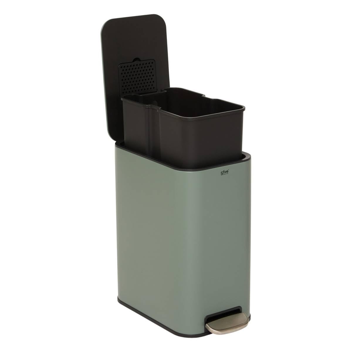 5five - poubelle slim rectangulaire à pédale delta 20l vert
