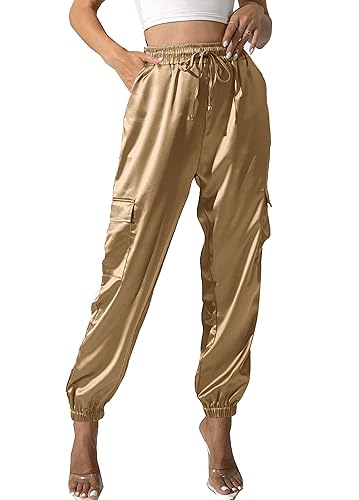 Pantalon de jogging cargo en satin pour un look homewear branché
