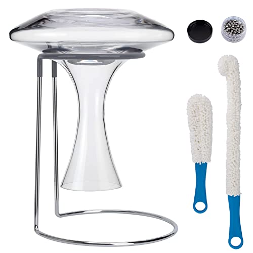 Wine Decanter Drying Stand with Rubber Coated Top to Prevent Scratches, Wine Decanter Drying Rack for Standard Large Wine Decanters, Decanter Cleaner Includes Cleaning Brush