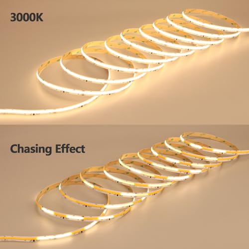 GOMING 24V 10M WS2811 IC COB LED Strip Lights Warm White 3000K Addressable Running Water Effects 360LED/M CRI 93+ IP20 Not Waterproof LED Tape Lights for Home Decor(No Adapter and Controller) - Image 2