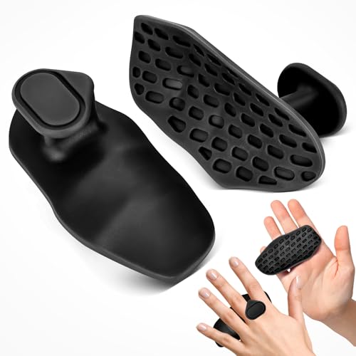 AEIKINISIS Ergonomic Anti-Slip Weightlifting Grip Pads,Secured Finger Clip Gym Hand Gloves Protectors for Men & Women,Non-Slip Palm Support for Dumbbells & Barbells (Black)
