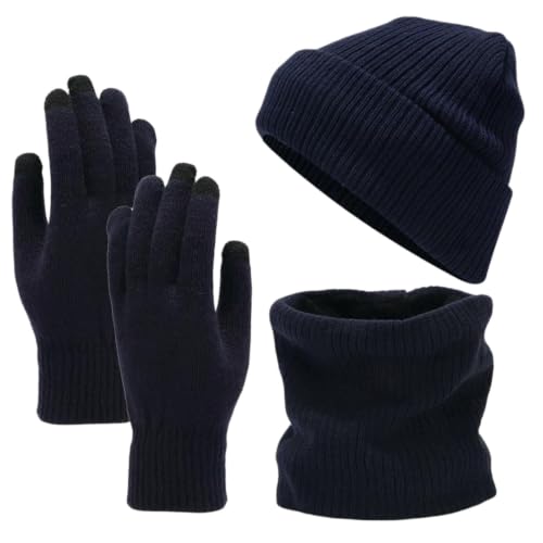 Conjunto de gorro con forro de terciopelo a rayas y bufanda de invierno 2