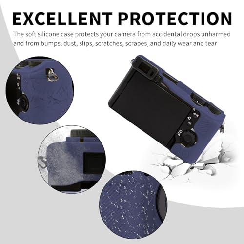 Easy Hood Camera Case for Sony Alpha 6700, Soft Silicone Protective Cover a6700 DSLR Camera Anti-Scratch Slim Fit Body Skin Protector Housing Sleeve for Sony A6700 Mirrorless Camera Blue