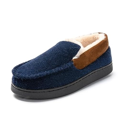 JOMIX Pantofole Uomo Invernali da Casa Ciabatte Calde Punta Chiusa da Ragazzo Babbucce Pelose Morbide Mocassini Comode da Inverno MU8665 (Blu Navy, 44)