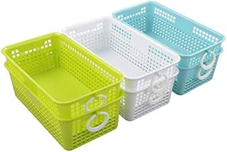 Eudokky Mini Plastic Storage Baskets, 6 Packs Colored Desktop Baskets