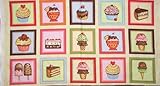 Cupcake Cake Icing Ice Cream Sweet Treats Food Cotton Fabric 24' X 44' Panel'