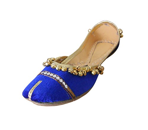Zapatos jutties y mojaries casuales de mujer: calzado azul indio para eventos y diario