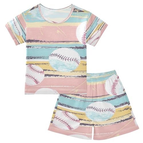 senya Short Sleeve Pajamas Sets Summer Cotton Sleepwear Softball Theme