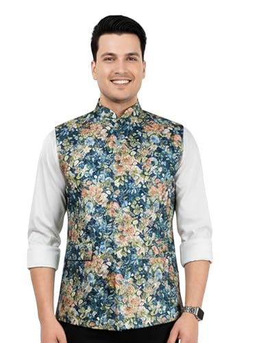 Image of VASTRAMAY Men's Silk Blend Nehru Jacket | Festive Ethnic Attire for Wedding, Party & Ramzan | Traditional Outfit - Eid Special