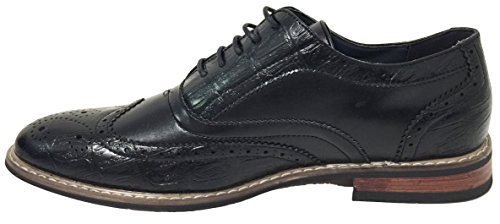 AC3D Men's Oxfords Shoes Wing Tip Lace up Two-Tone Alligator Print Leather Lined Brogue Casual Dress4