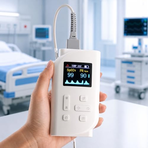 Image of Handheld Pulse Oximeter | Professional SPO2 & Pulse Rate Monitor with TFT LCD Display | Rechargeable Finger Oximeter | Ideal for Hospital, Clinic & Home Health Use (Neonatal /Kids)