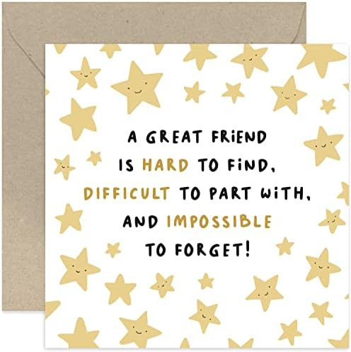 Old English Co. Fun Stars Leaving Card for Colleague - 'Impossible To Forget' Leaving Card for Him or Her from Team - Heartfelt Good Luck Retirement Card for Colleague | Blank Inside with Envelope