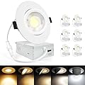 LTpro Waterproof Shower Light, 4 Inch Recessed Lighting Gimbal LED, Adjustable Eyeball Downlight, 5CCT 2700K-5000K Dimmable, IC Rated with J-Box, 12W, 6 Pack