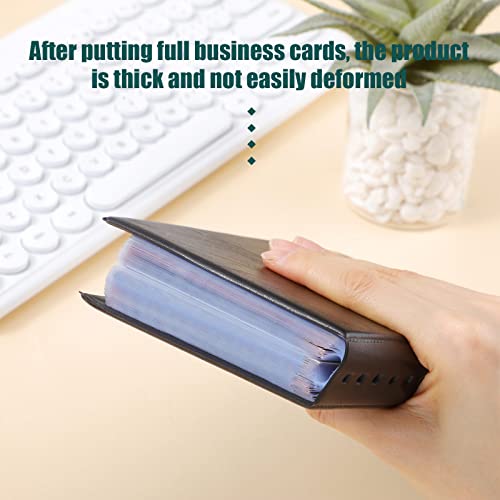 6 Pcs Leather Business Card Book Holder Organizer Sleeve Storage Business Card Holder Organizer 300 Cards Portable Credit Card Organizer Business Card Binder for Men Women Office - Thumbnail 5