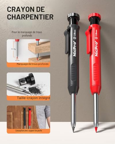 Crayons charpentier pour plans d'architecte et traçages précis