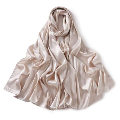 VEXTROFORT Artificial Silk Satin Scarves for Women, Large (Light Khaki) Cover