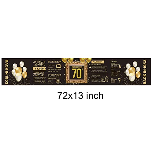 70Th Birthday Table Runner Back In 1953 Table Runners 70 Years Old Kitchen Dining Table Runner 72 Inches Long Black And Gold Birthday Anniversary Wedding Party Table Decoration #TOP1