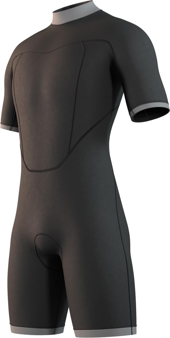 Mystic Sporty wodne – surfing i surfing, męski kombinezon neoprenowy, 3/2 mm, zamek błyskawiczny z tyłu, Flatlock Shorty kombinezon neoprenowy – czarny/niebieski