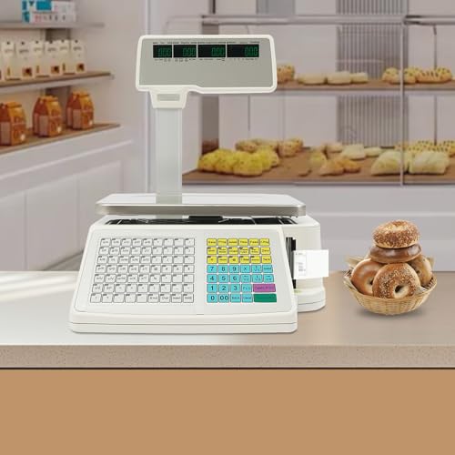 Báscula Comercial Digital con Impresora Térmica y Pantalla LCD Doble miniatura 2