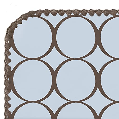 Image of SwaddleDesigns Receiving Blanket, Ultimate Swaddle for Baby, Softest US Cotton Flannel, Multiuse, Best Shower Gift, Made in USA, Brown Mod Circles on Pastel Blue, Brown Trim, 42 x 42 inches