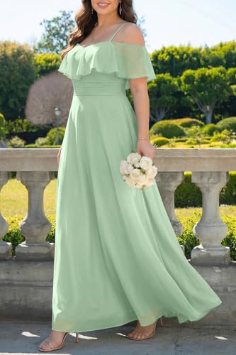 Image of Pinup Fashion Women Plus Size Bridesmaid Dresses - Off The Shoulder Formal Wedding Guest Bridal Shower Long Dress