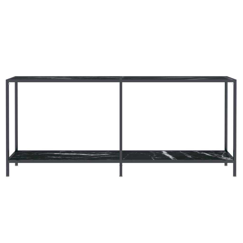Stolik konsolowy czarny ze szkła hartowanego 180 x 35 x 75,5 cm, stal malowana proszkowo, stolik pomocniczy do korytarza, salonu, półka z miejscem do przechowywania do biura, stabilny