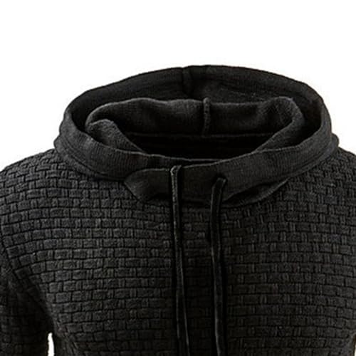 Maiyifu-GJ Men’s Sweatshirts Long Sleeve Pullover Patchwork Plaid Jacquard Hoodie Casual Drawstring Hoody Top2