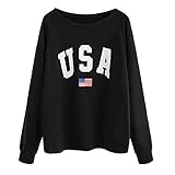Luckycat Mujer Sudaderas, Otoño Invierno Letras “USA” Mujer Sudaderas con Capucha Manga Larga Sudaderas Mujer Blusa Adolescente Chica Tops Deportiva