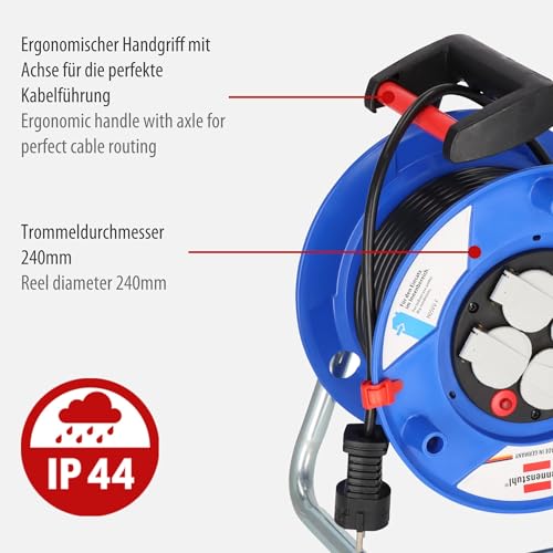Brennenstuhl Garant Kabeltrommel (25m – Spezialkunststoff, Einsatz im Innenbereich, Made In Germany) blau - 4