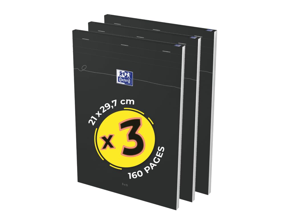 Oxford – Cuaderno Microperforado De 10 Bandas De Color, Europeanbook 10 Tapa Dura A4 150 Hojas 5 X 5 Cuadrados Rojo