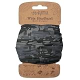 Karma Digital Camo Headband for Women - Wide - Fabric Headband and Stretchy Hair Scarf - Black