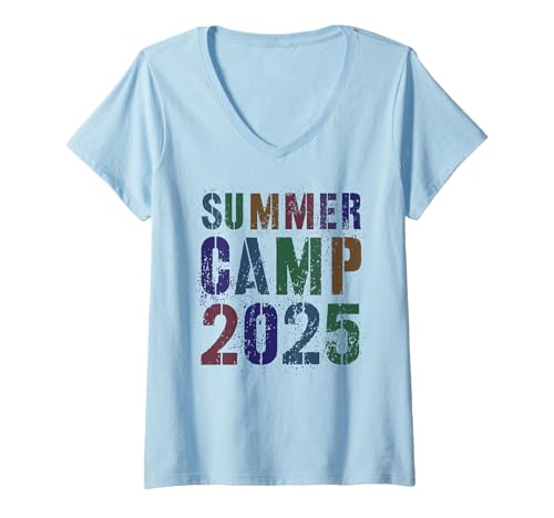 Mujer CAMPAMENTO DE VERANO PARA NIÑAS 2025 Campground Personal Vibes Director Enfermera Camiseta Cuello V