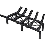 Rejilla de chimenea de 18 pulgadas con retenedor de brasas, estante forjado para chimenea interior