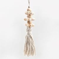 Vista 9 de GANAZONO Guirnalda de cuentas de madera de concha de mar, guirnalda de cuentas de conchas de cauri con borlas, decoración náutica de granja, bandeja