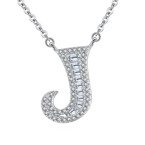 VIKI LYNN Letter J Initial Necklace 925 Sterling Silver Cubic Zirconia Personalized Gifts for Women Girls