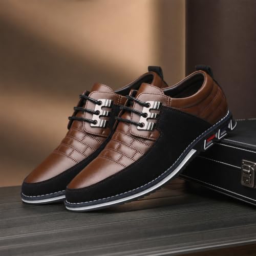 Image of Mens Dress Shoes Casual Business Oxford Derby Orthopedic Leather Shoes Simple Lace-up Walk Loafers Flats Shoes for Men