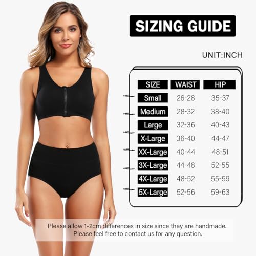 Molasus Women's No Shrink Cotton Underwear Soft Breathable High Waist Briefs Ladies Full Coverage Panties Underpants Black, Size 8