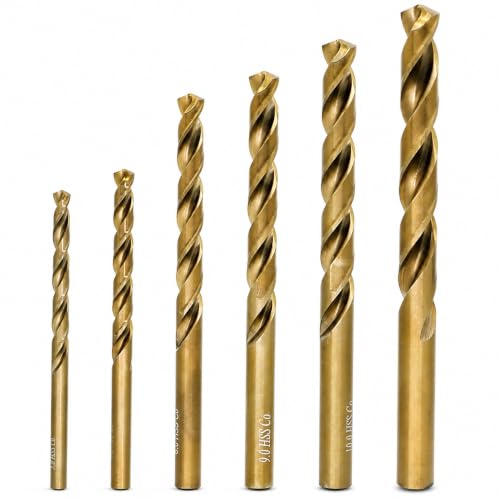 M35 Cobalt Drill Bits, 6-Piece Metric 5/6/8/9/10/12mm HSS-Co for Metal