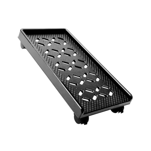 Soporte móvil para CPU con ruedas y freno, estante negro de ABS para torre de computadora | Base estable, orificios para disipación de calor, esquinas redondeadas, columna inferior reforzada, uso para oficina o hogar