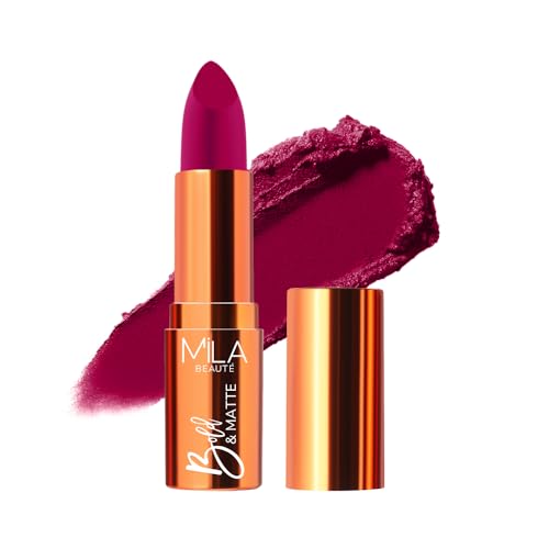 Image of Mila Beaute Bold & Matte Long-Lasting Lipstick | Highly Pigmented Soft Matte Finish | Lightweight & Hydrating with Jojoba Oil | Shade - (Soul Kiss 4.2g)