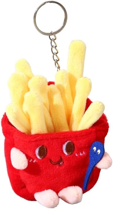 PingyongchangCute Cartoon French Fries Hamburger Hot Dog Drumstick Plush Keychain Backpack Bookbag Charms Accessories