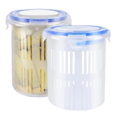 Genérico Contenedor para Alimentos Marinados, Impermeable 2 Piezas,Soporte para Pepinillos con Colador | Para Queso, Uvas, Moras, Arándanos, Zanahorias, Piñas, Frutas, Verduras