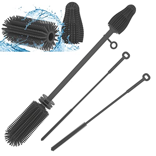 Image of WQSS AOEIU Silicone Baby Bottle and Straw Cleaner Set, Dish Brush, Versatile Deep Cleaning Long Water Bottle Brushes, Heat Resistant Sturdy Kitchen Brush, Hangable Cup Cleaner