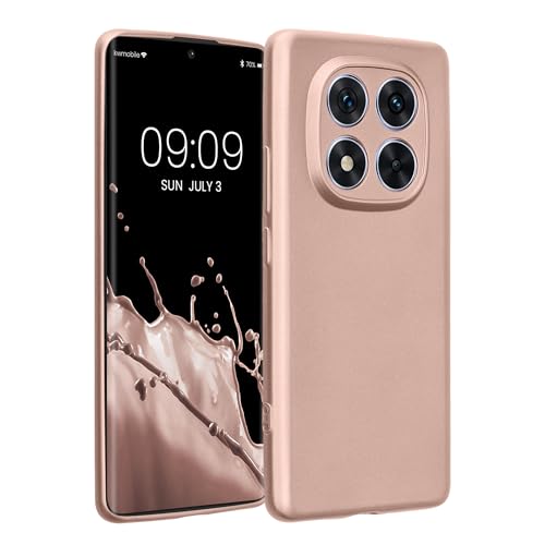 kwmobile Handyhülle für Xiaomi Redmi Note 14 Pro 5G / Poco X7 Hülle - weiche Silikon Case metallisch schimmernd - Schutzhülle Cover - Metallic Rosegold