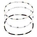 ACOSIY 3 Pcs Puka Shell Necklace for Men & Women, Brown Coconut & White Turquoise Beaded Necklaces, Adjustable Surfer Choker Necklace, Hawaiian Style, Unisex Adults