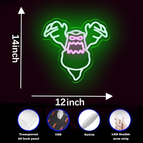 Image of Ghost Neon and Horror Busters Neon Slimer Sign for Wall Decor, Dimmable for Wall Decor Green Glut of A Ghosty Neon light for Bedroom,Kids Room,Man Cave for Birthday Gifts 14 * 12 IN